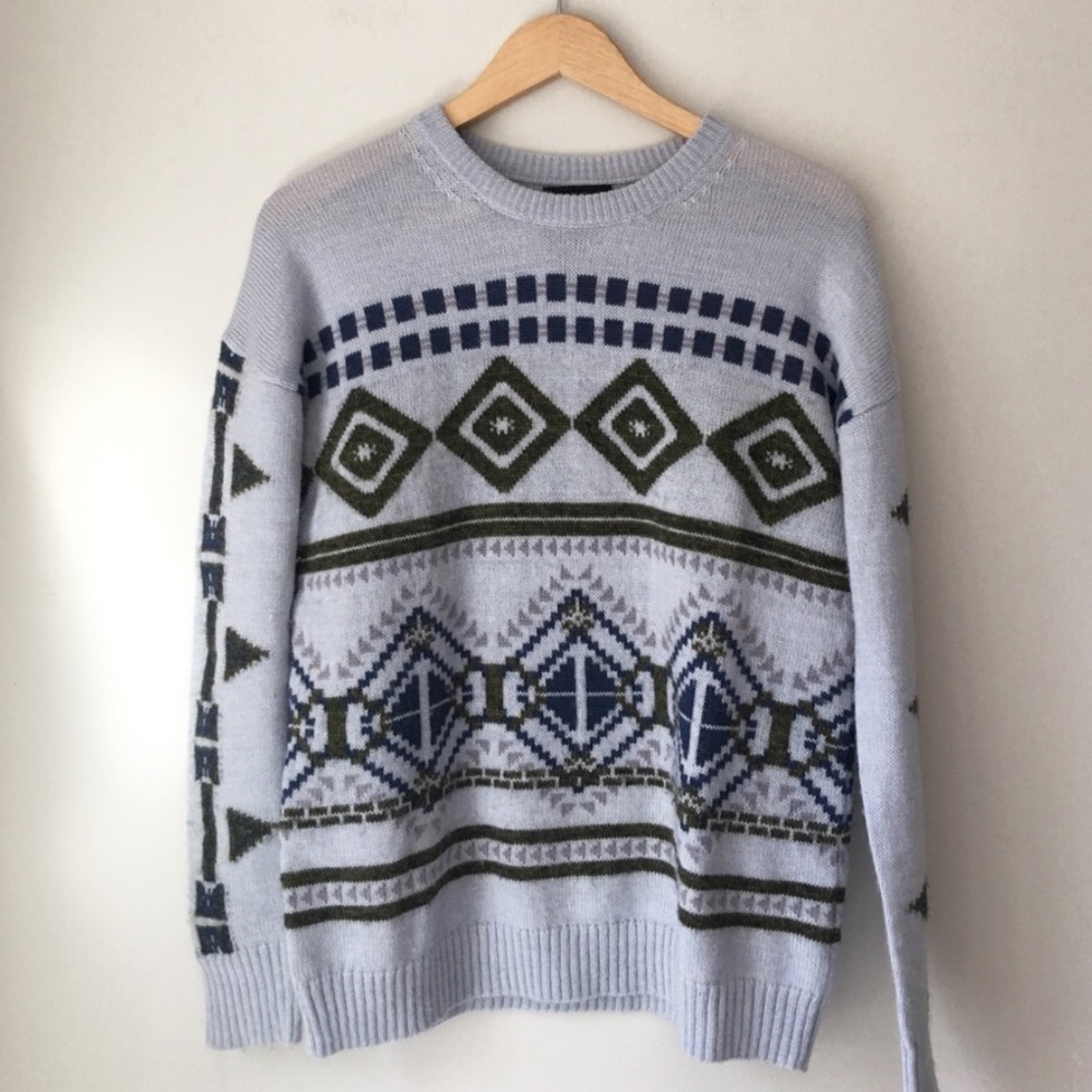 J. Crew Lilac Nordic Print Sweater